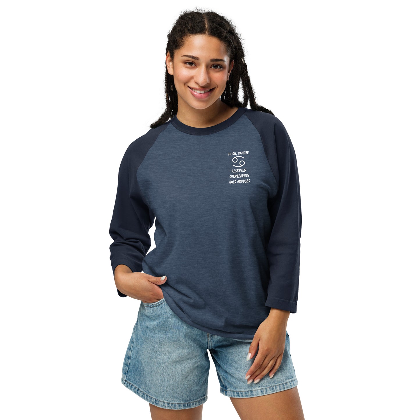 “Uh Oh, Cancer” Unisex 3/4 Sleeve Raglan Shirt