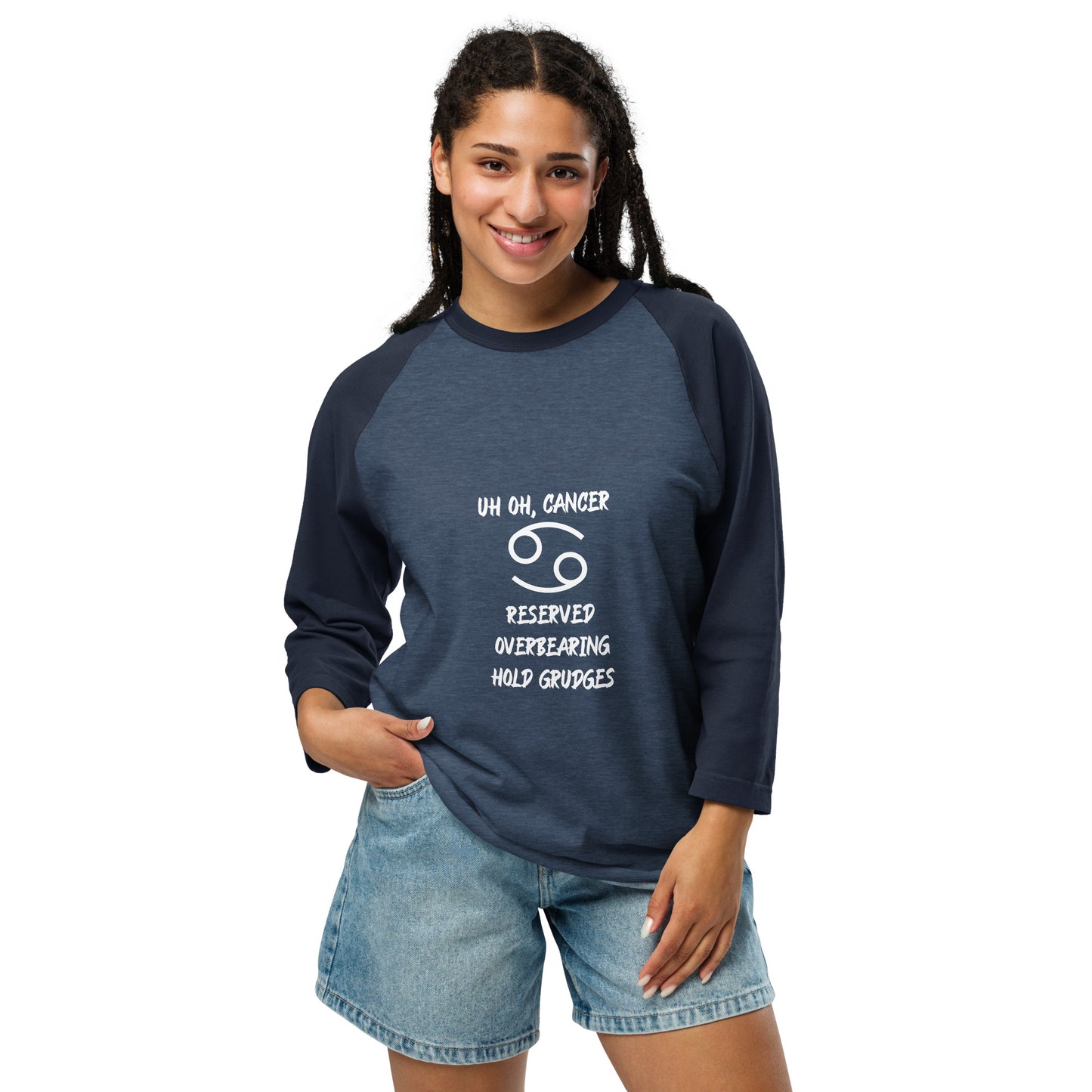 “Uh Oh, Cancer” Unisex 3/4 Sleeve Raglan Shirt