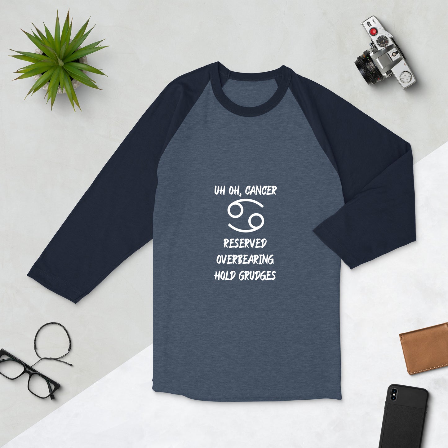 “Uh Oh, Cancer” Unisex 3/4 Sleeve Raglan Shirt