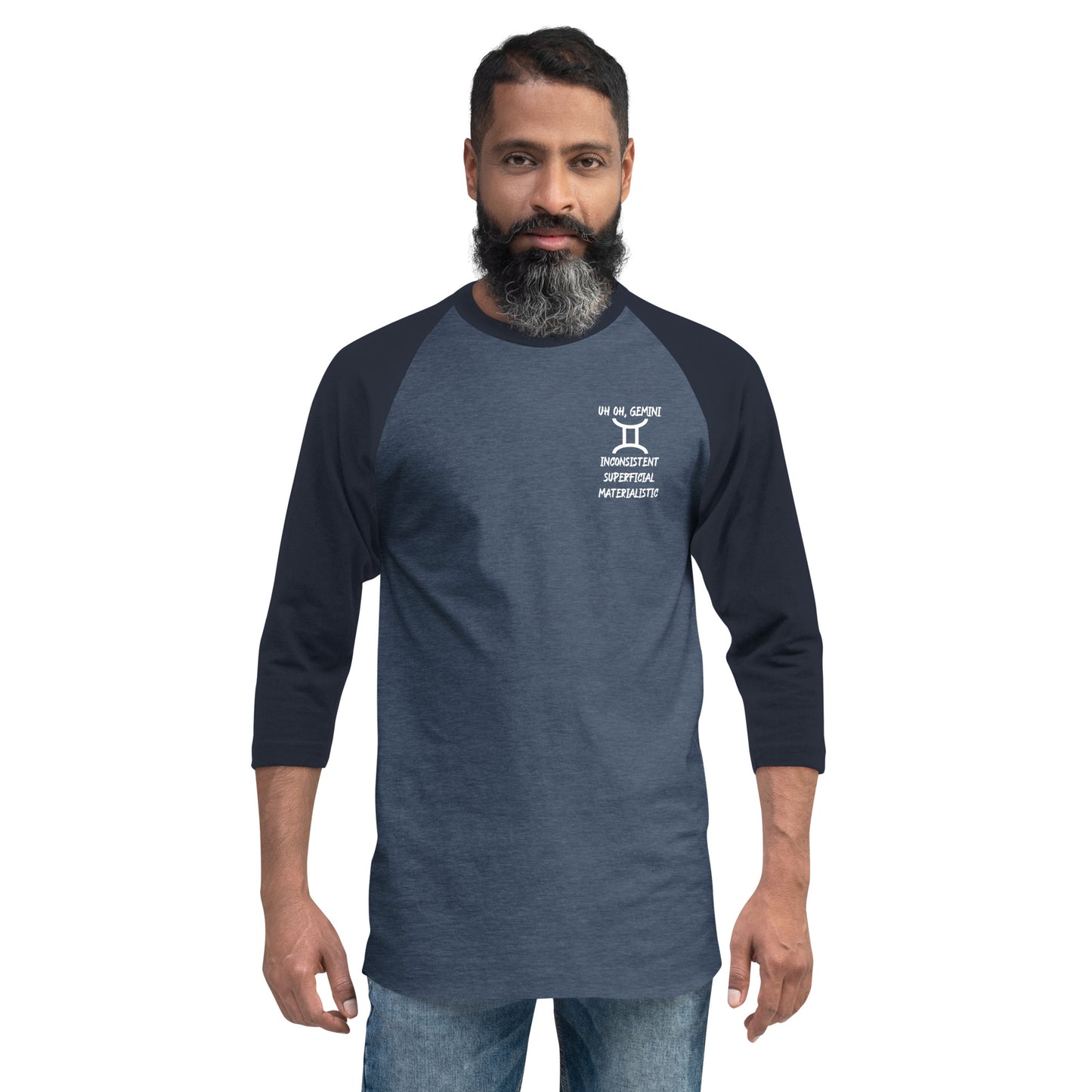 “Uh Oh, Gemini” Unisex 3/4 Sleeve Raglan Shirt