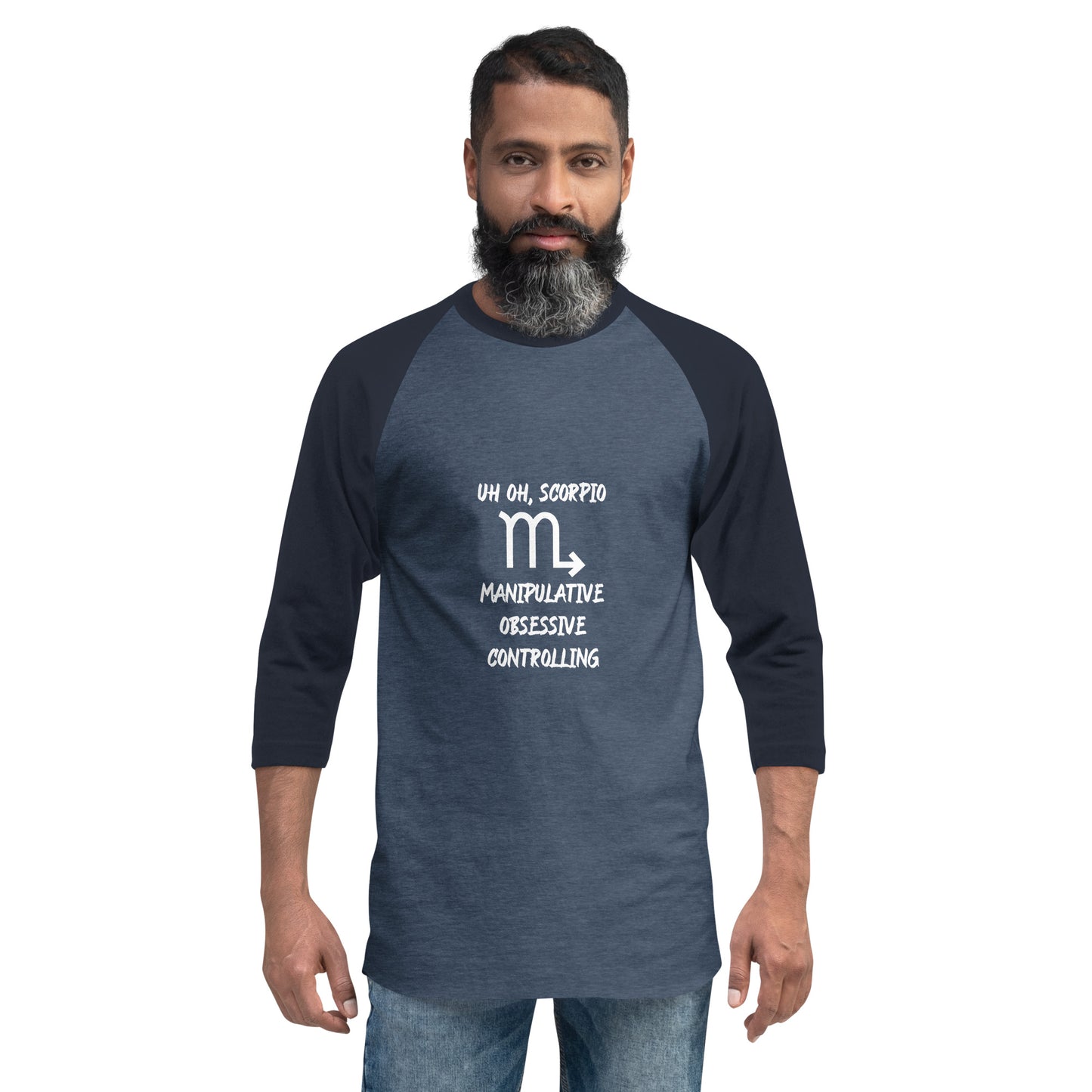 “Uh Oh, Scorpio” Unisex 3/4 Sleeve Raglan Shirt