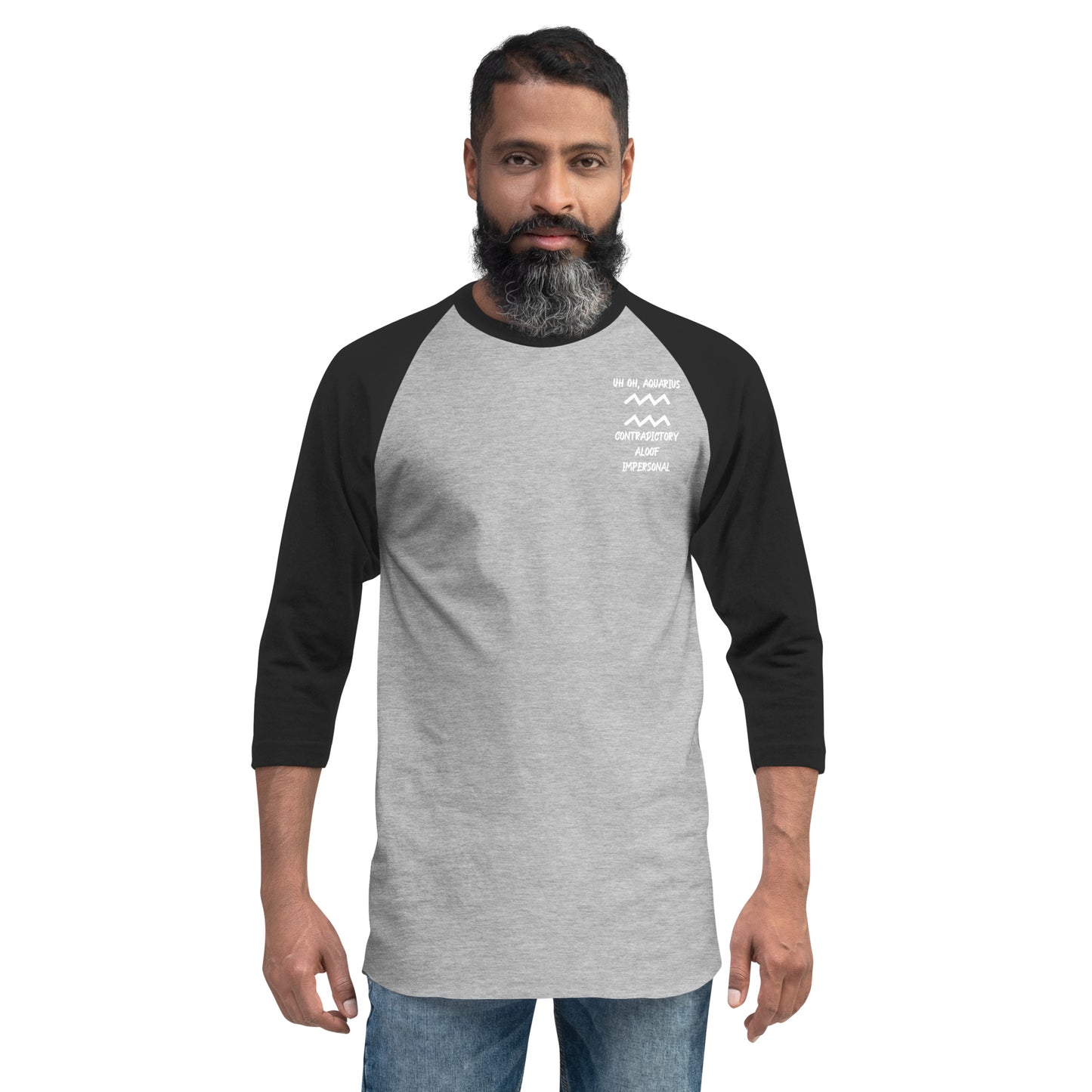 “Uh Oh, Aquarius” Unisex 3/4 Sleeve Raglan Shirt