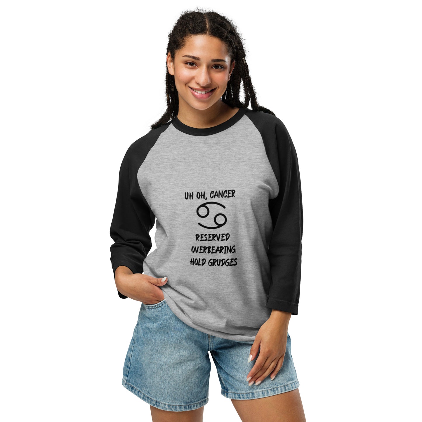 “Uh Oh, Cancer” Unisex 3/4 Sleeve Raglan Shirt
