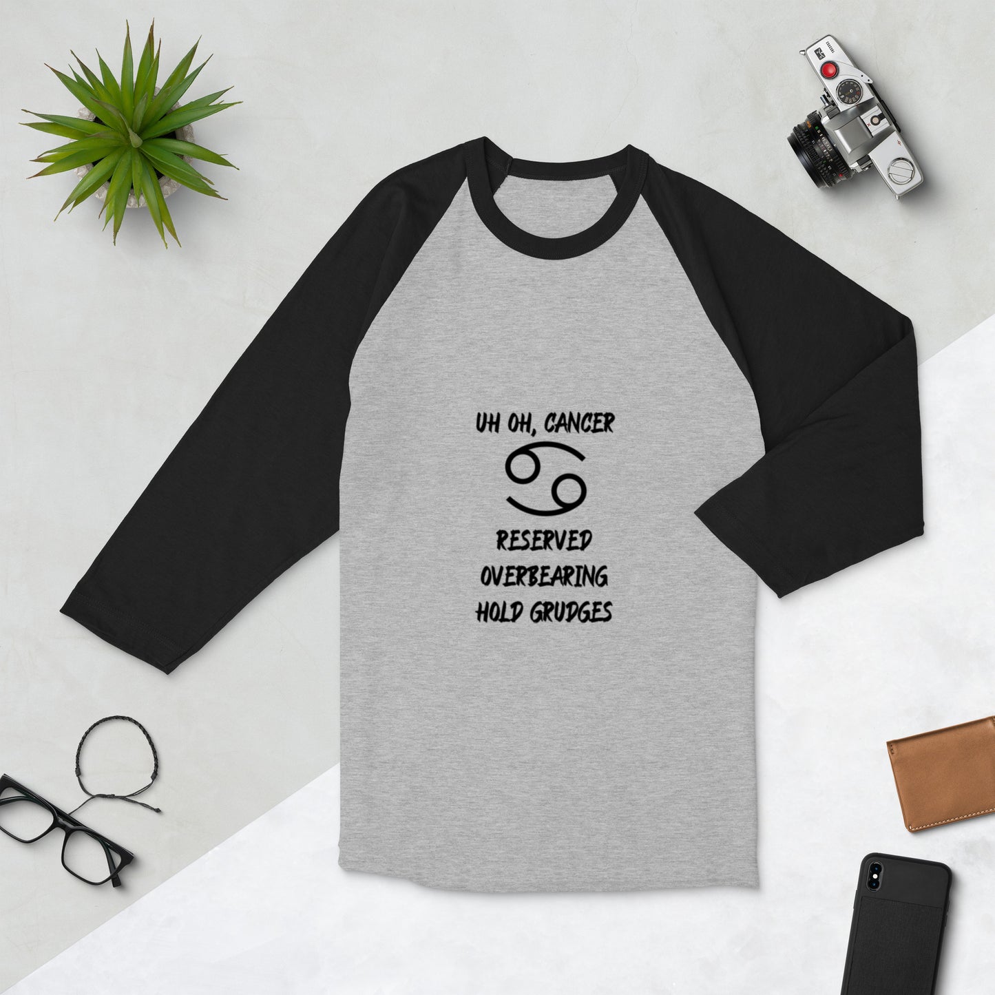 “Uh Oh, Cancer” Unisex 3/4 Sleeve Raglan Shirt
