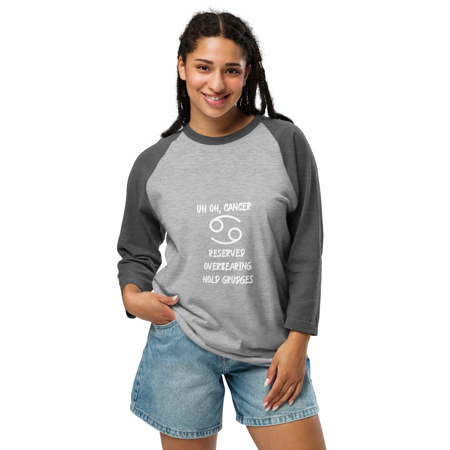 “Uh Oh, Cancer” Unisex 3/4 Sleeve Raglan Shirt