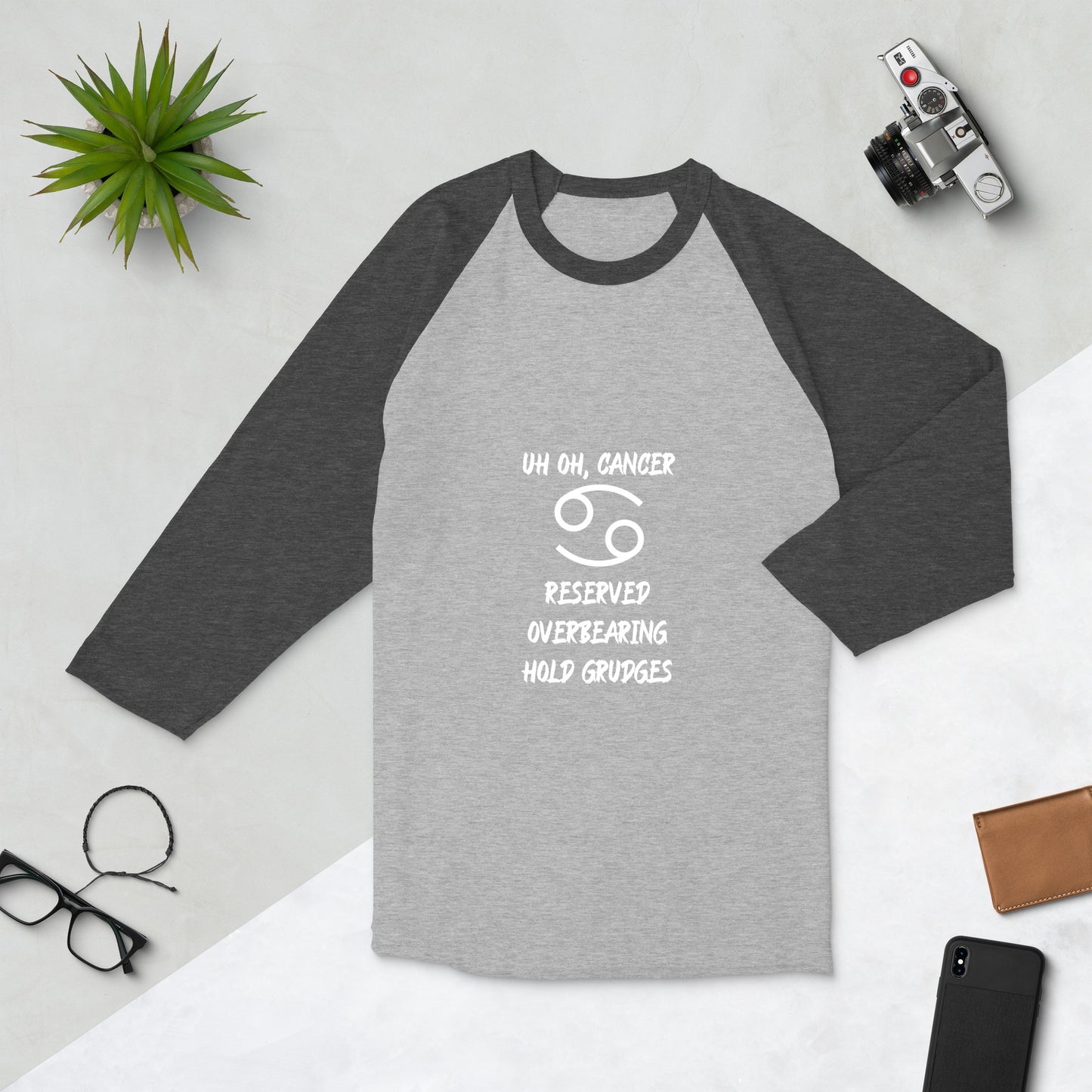 “Uh Oh, Cancer” Unisex 3/4 Sleeve Raglan Shirt