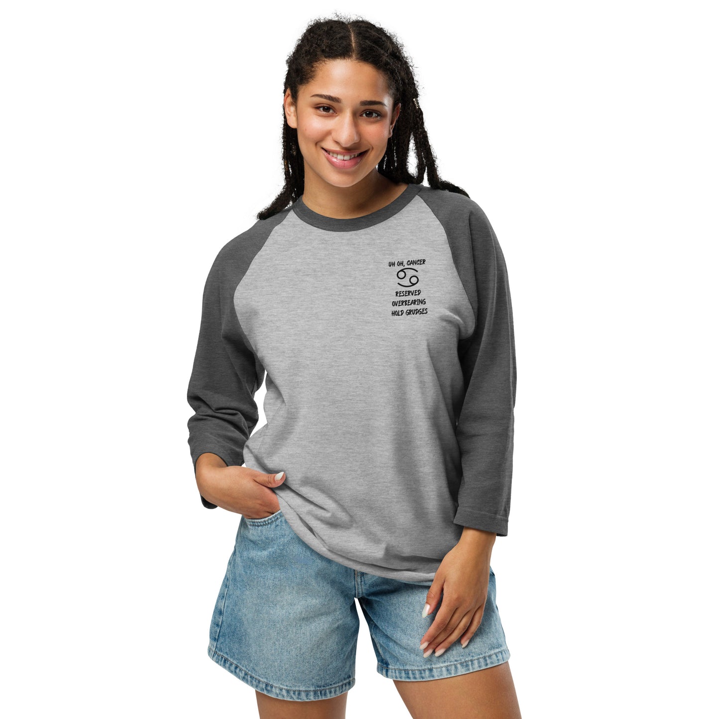 “Uh Oh, Cancer” Unisex 3/4 Sleeve Raglan Shirt