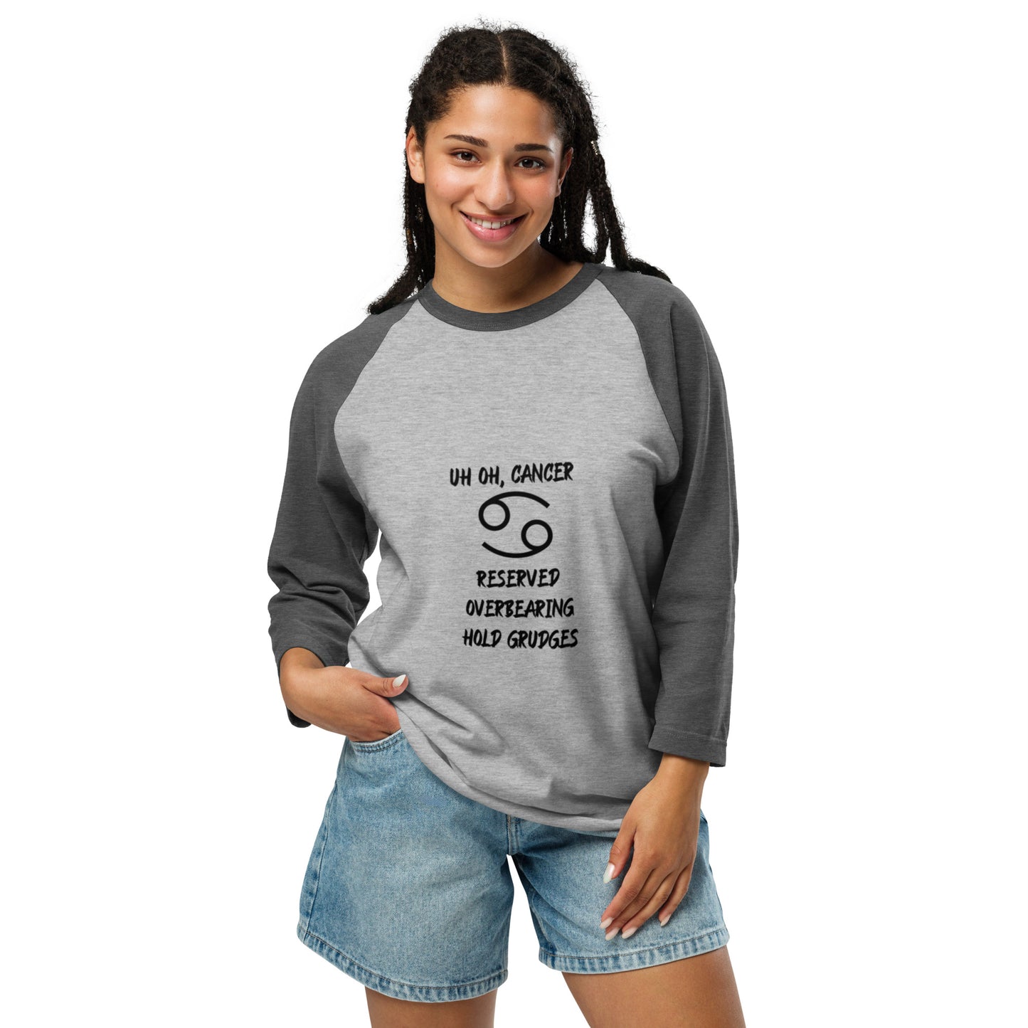 “Uh Oh, Cancer” Unisex 3/4 Sleeve Raglan Shirt