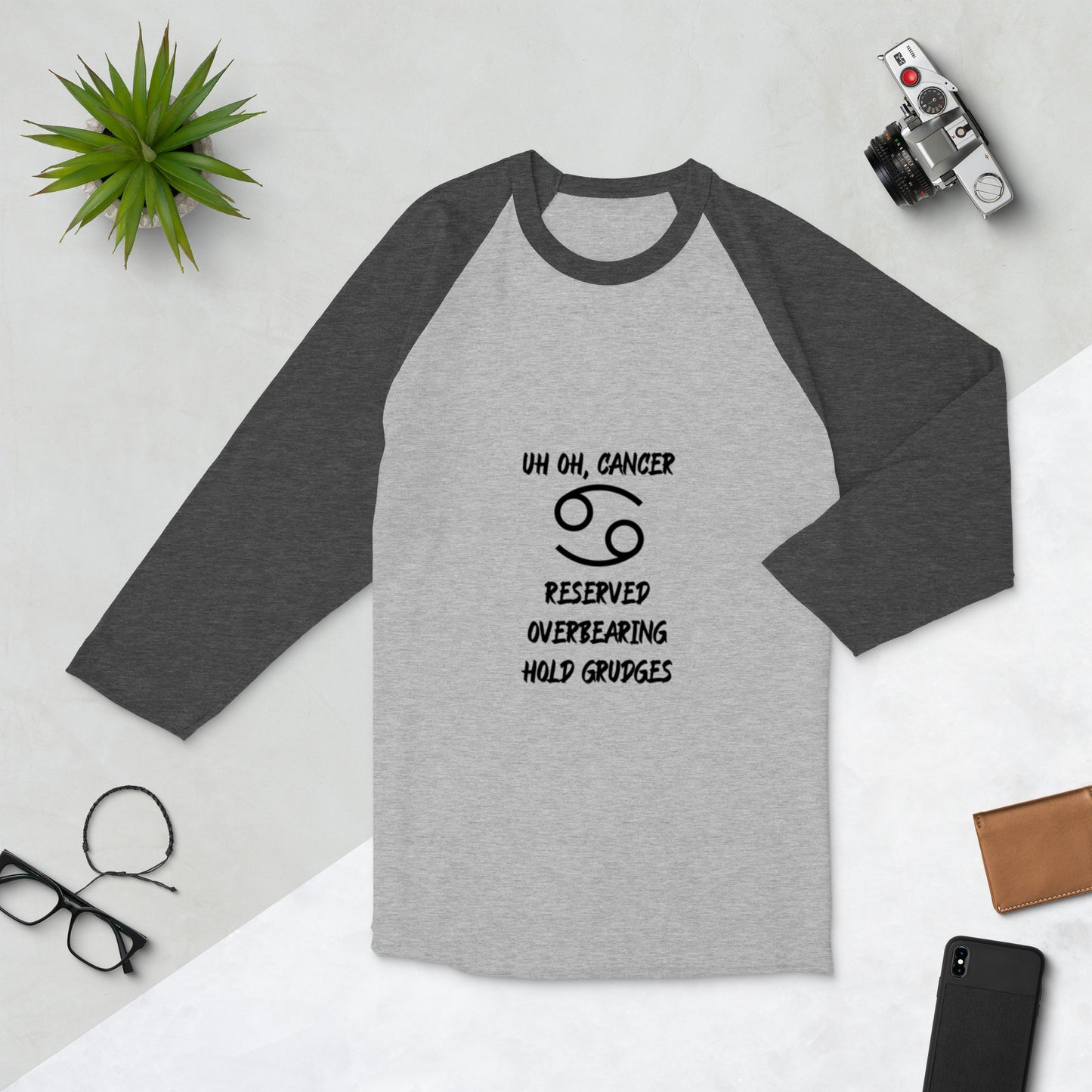 “Uh Oh, Cancer” Unisex 3/4 Sleeve Raglan Shirt