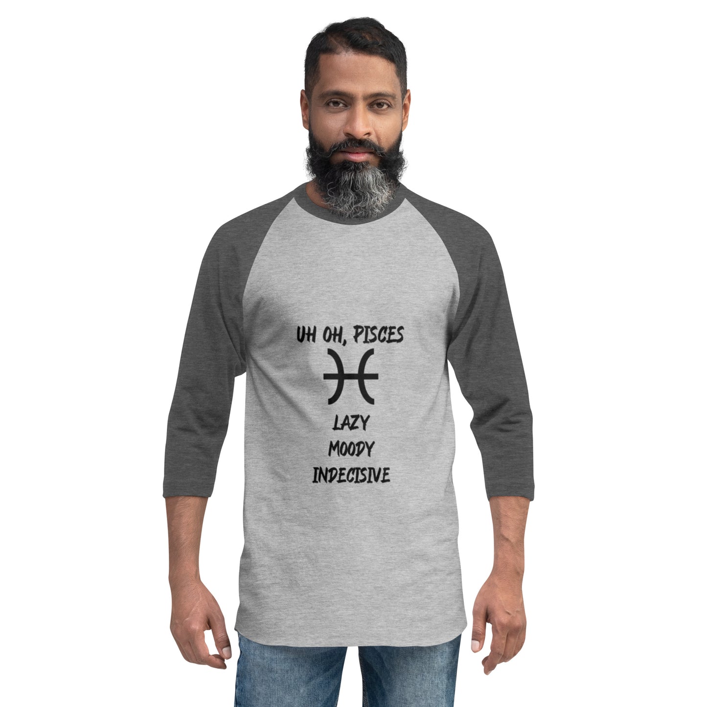 “Uh Oh, Pisces” Unisex 3/4 Sleeve Raglan Shirt
