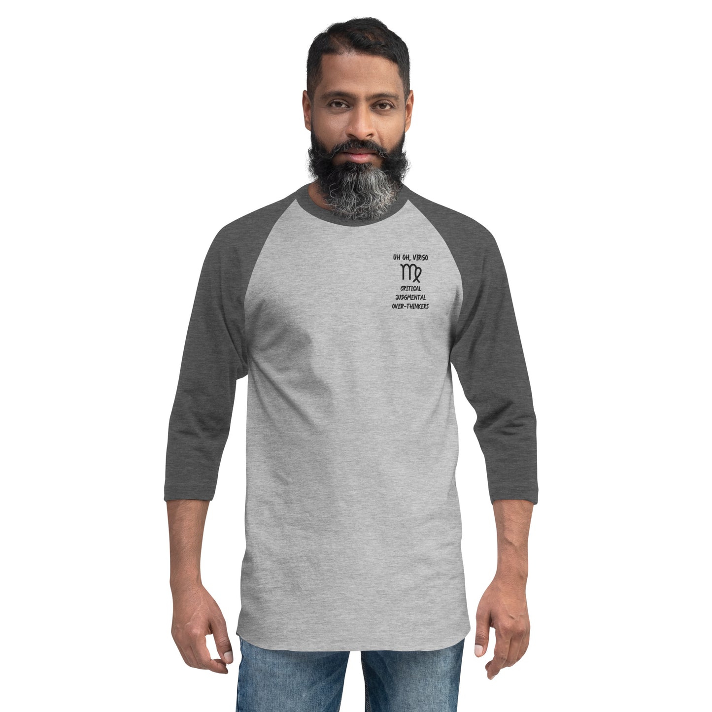 “Uh Oh, Virgo” Unisex 3/4 Sleeve Raglan Shirt