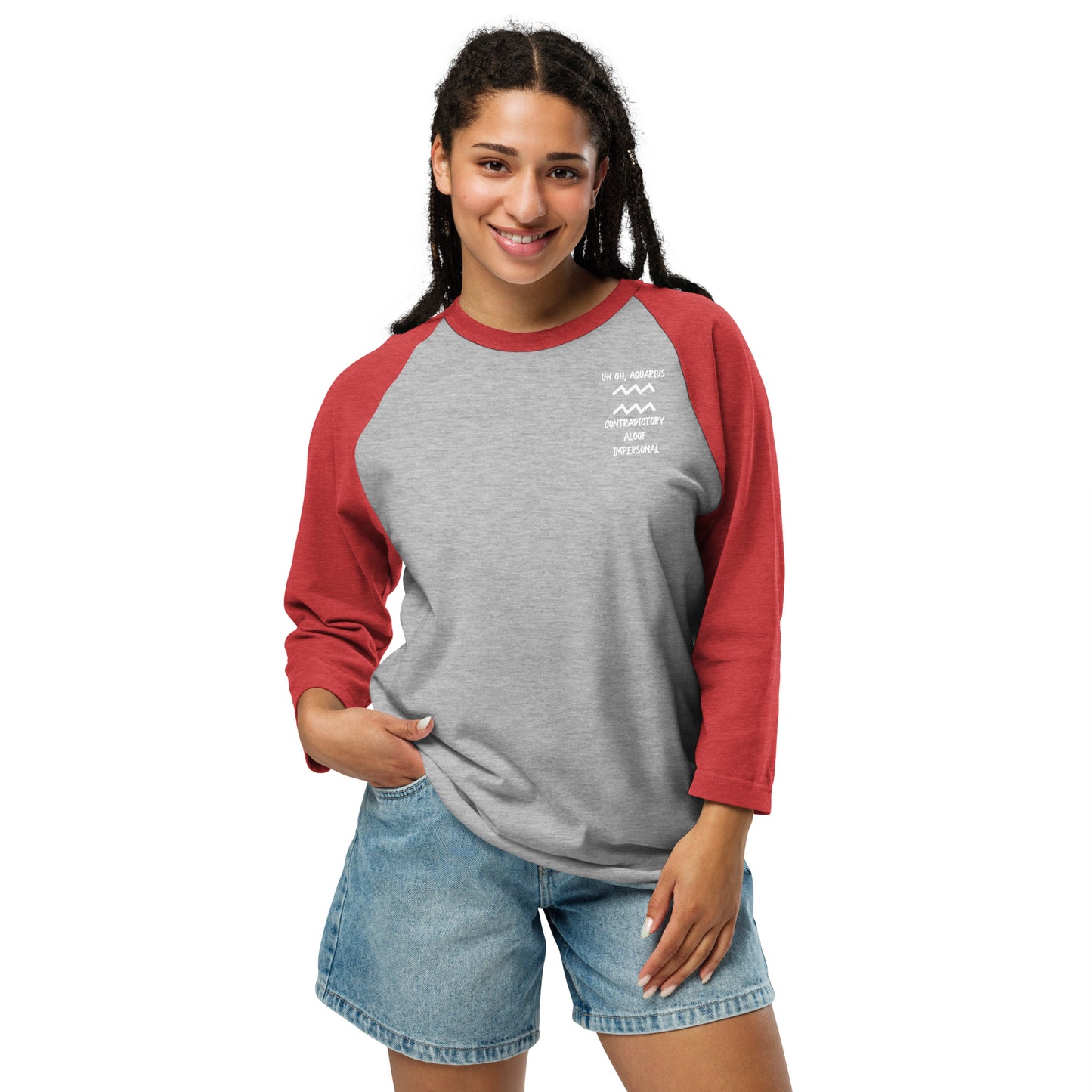 “Uh Oh, Aquarius” Unisex 3/4 Sleeve Raglan Shirt
