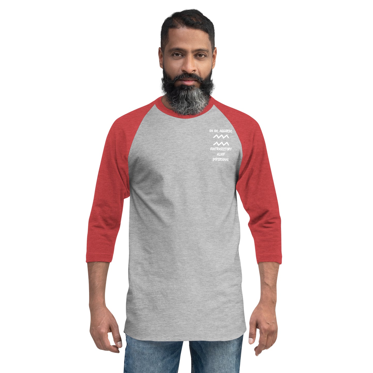 “Uh Oh, Aquarius” Unisex 3/4 Sleeve Raglan Shirt