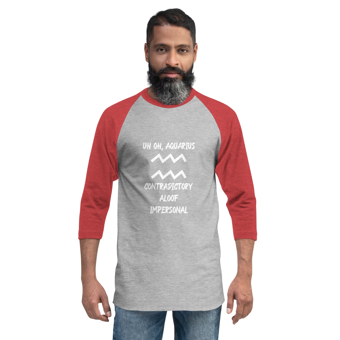 “Uh Oh, Aquarius” Unisex 3/4 Sleeve Raglan Shirt