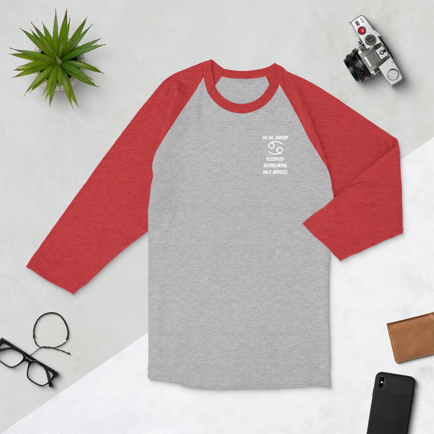 “Uh Oh, Cancer” Unisex 3/4 Sleeve Raglan Shirt
