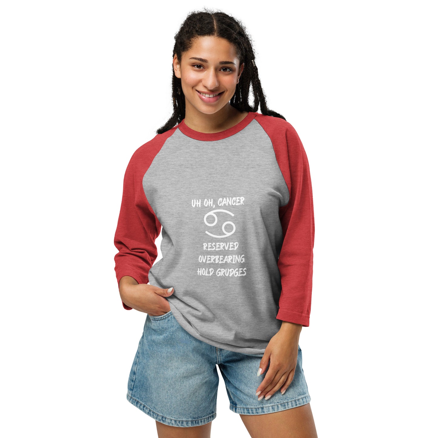 “Uh Oh, Cancer” Unisex 3/4 Sleeve Raglan Shirt