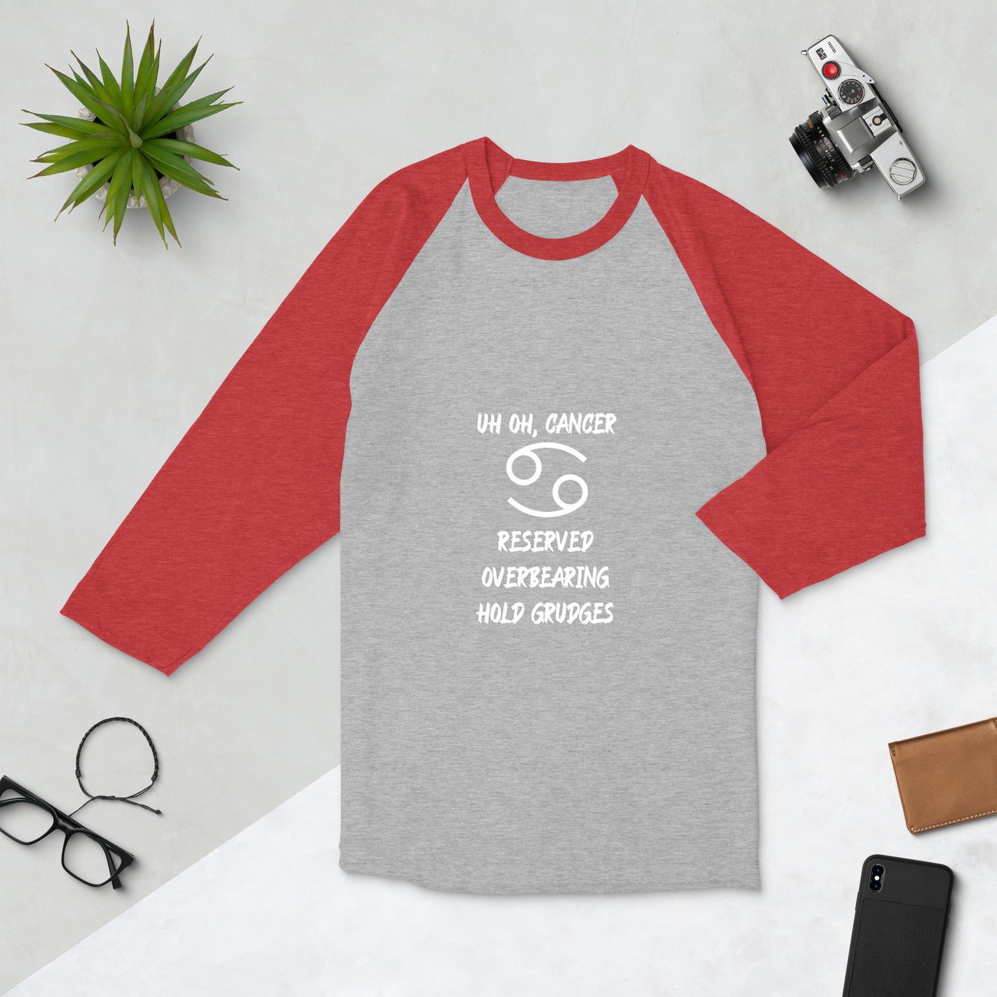 “Uh Oh, Cancer” Unisex 3/4 Sleeve Raglan Shirt