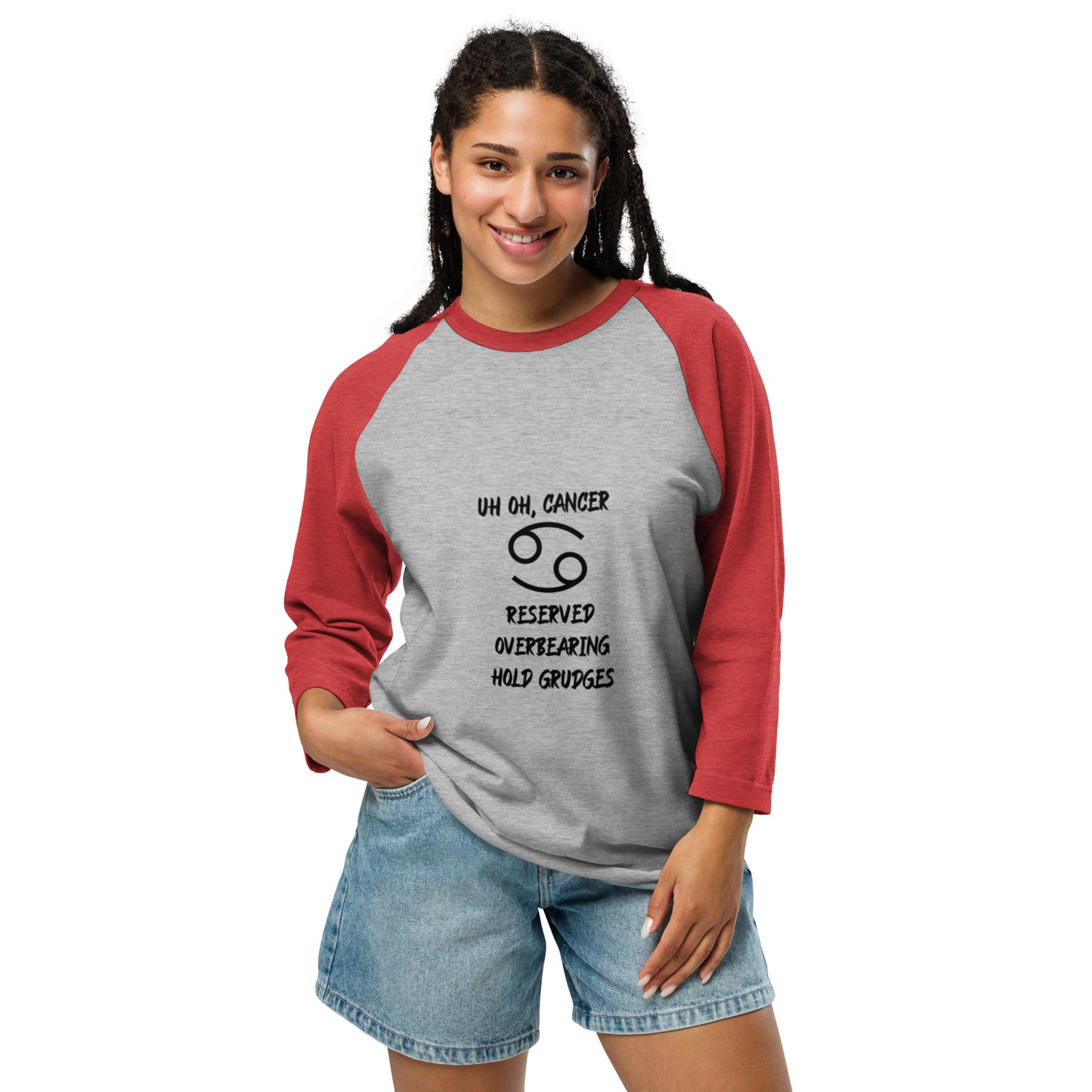 “Uh Oh, Cancer” Unisex 3/4 Sleeve Raglan Shirt