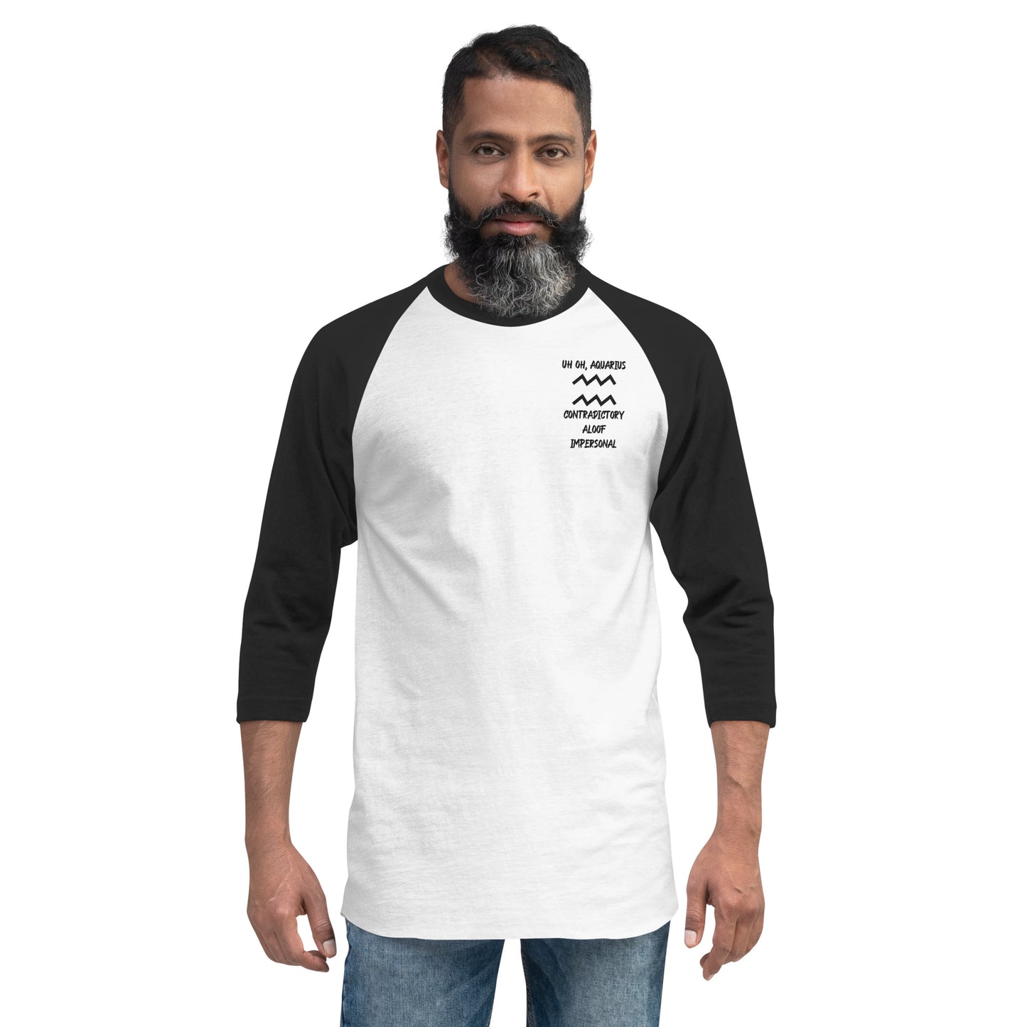 “Uh Oh, Aquarius” Unisex 3/4 Sleeve Raglan Shirt