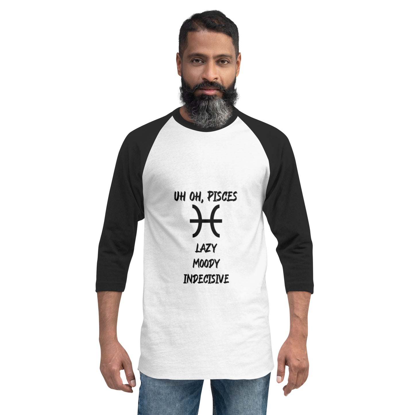 “Uh Oh, Pisces” Unisex 3/4 Sleeve Raglan Shirt