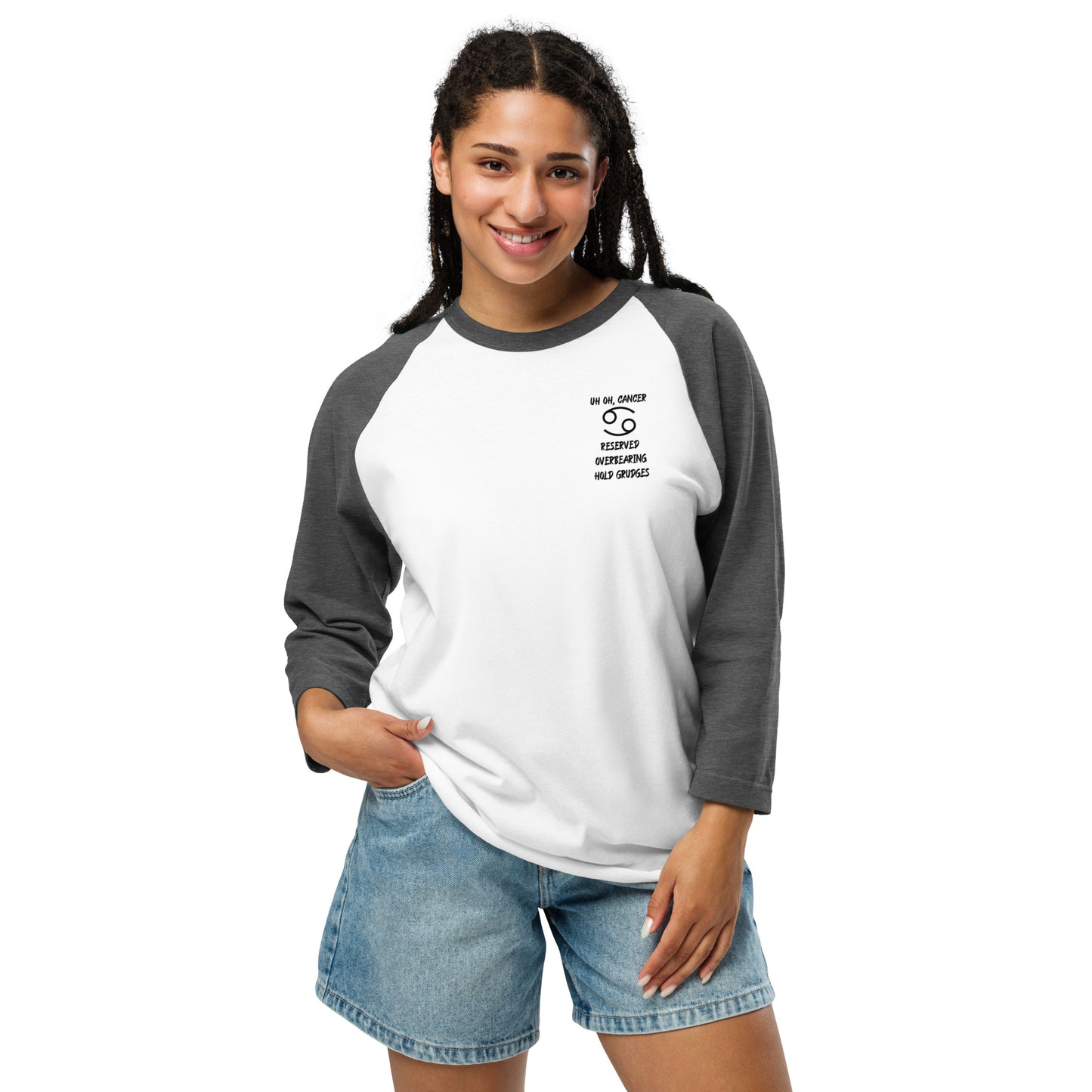 “Uh Oh, Cancer” Unisex 3/4 Sleeve Raglan Shirt
