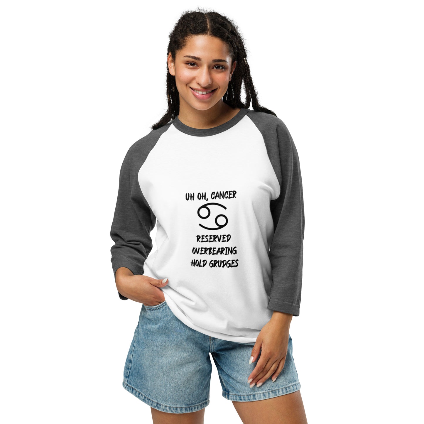 “Uh Oh, Cancer” Unisex 3/4 Sleeve Raglan Shirt