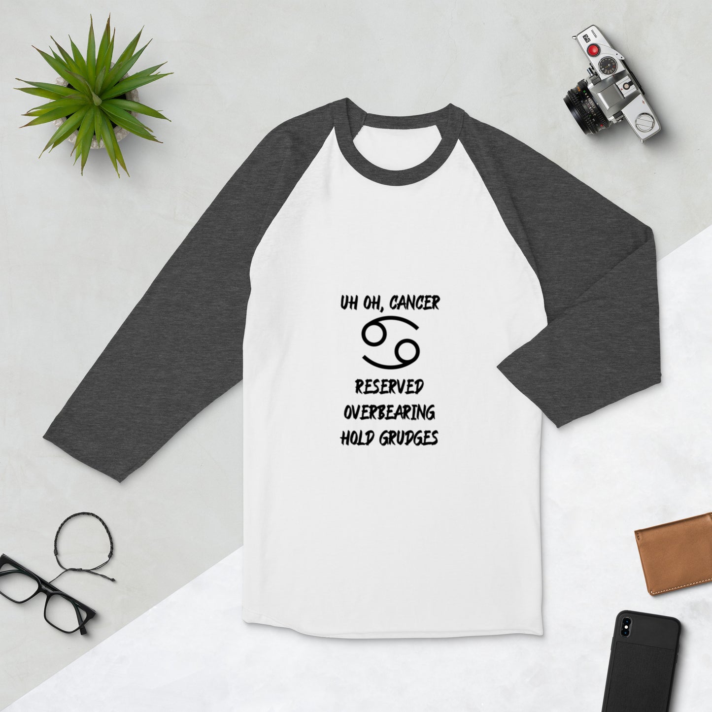 “Uh Oh, Cancer” Unisex 3/4 Sleeve Raglan Shirt