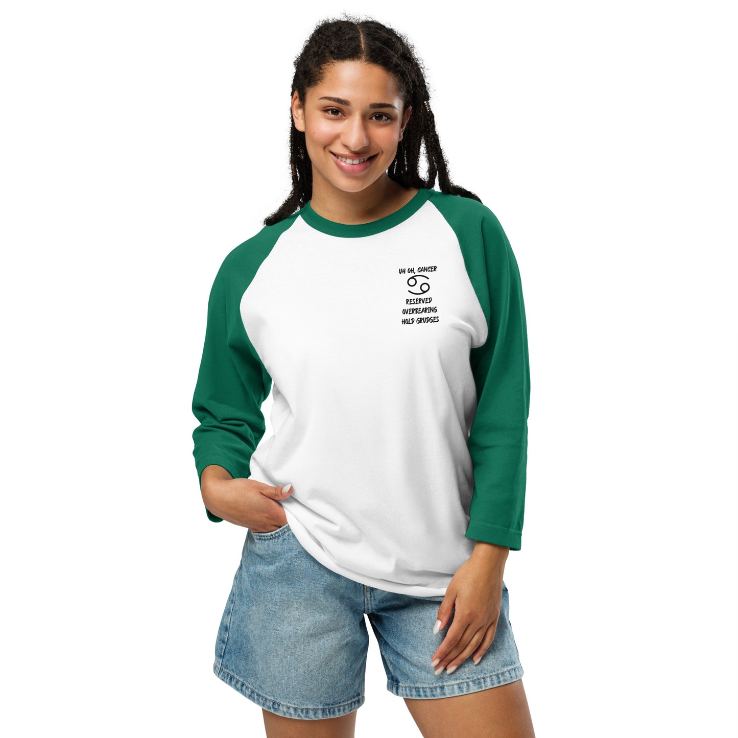 “Uh Oh, Cancer” Unisex 3/4 Sleeve Raglan Shirt