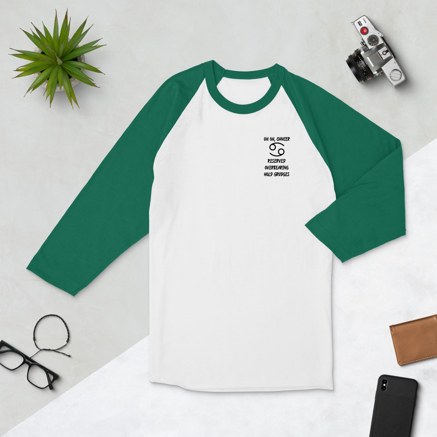 “Uh Oh, Cancer” Unisex 3/4 Sleeve Raglan Shirt