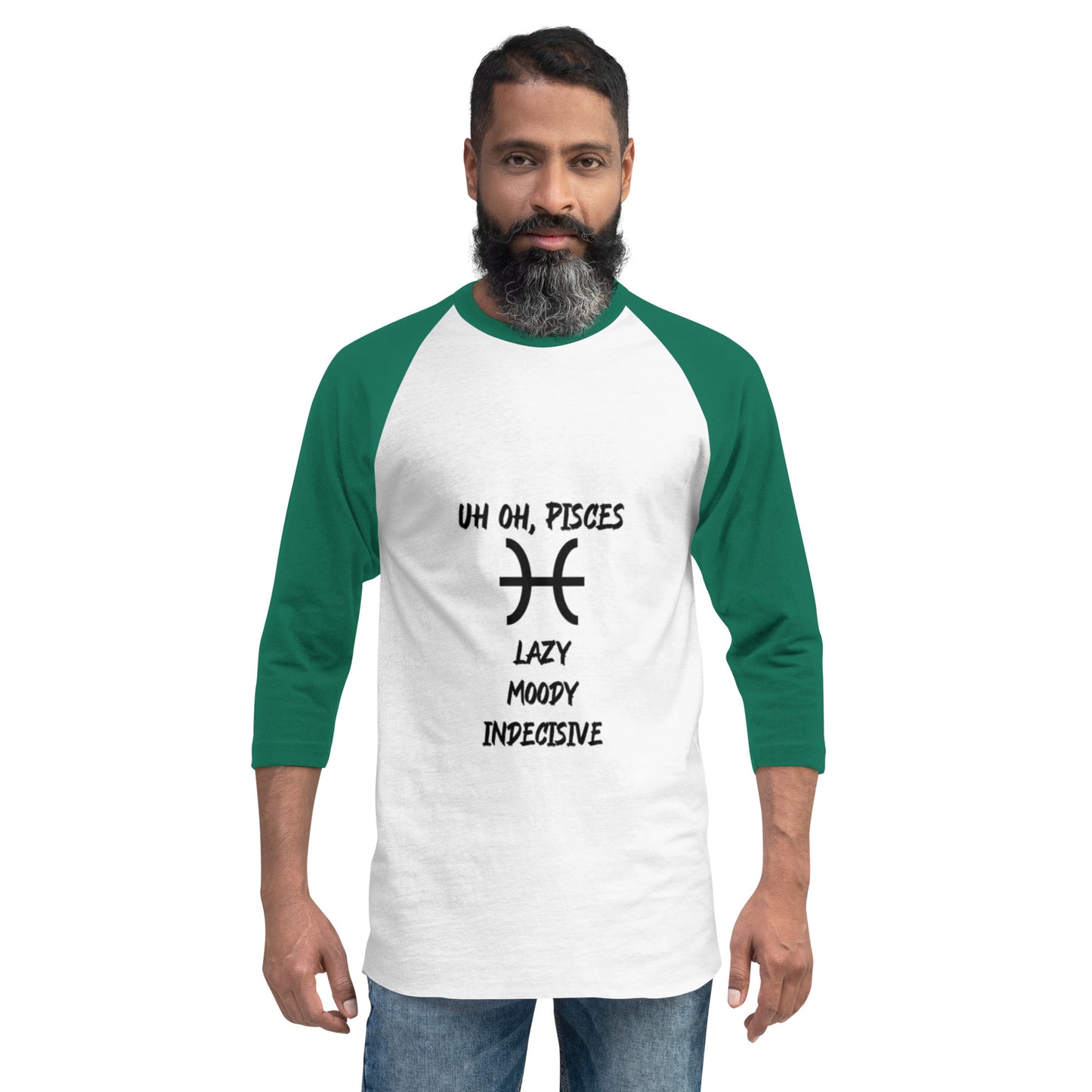 “Uh Oh, Pisces” Unisex 3/4 Sleeve Raglan Shirt