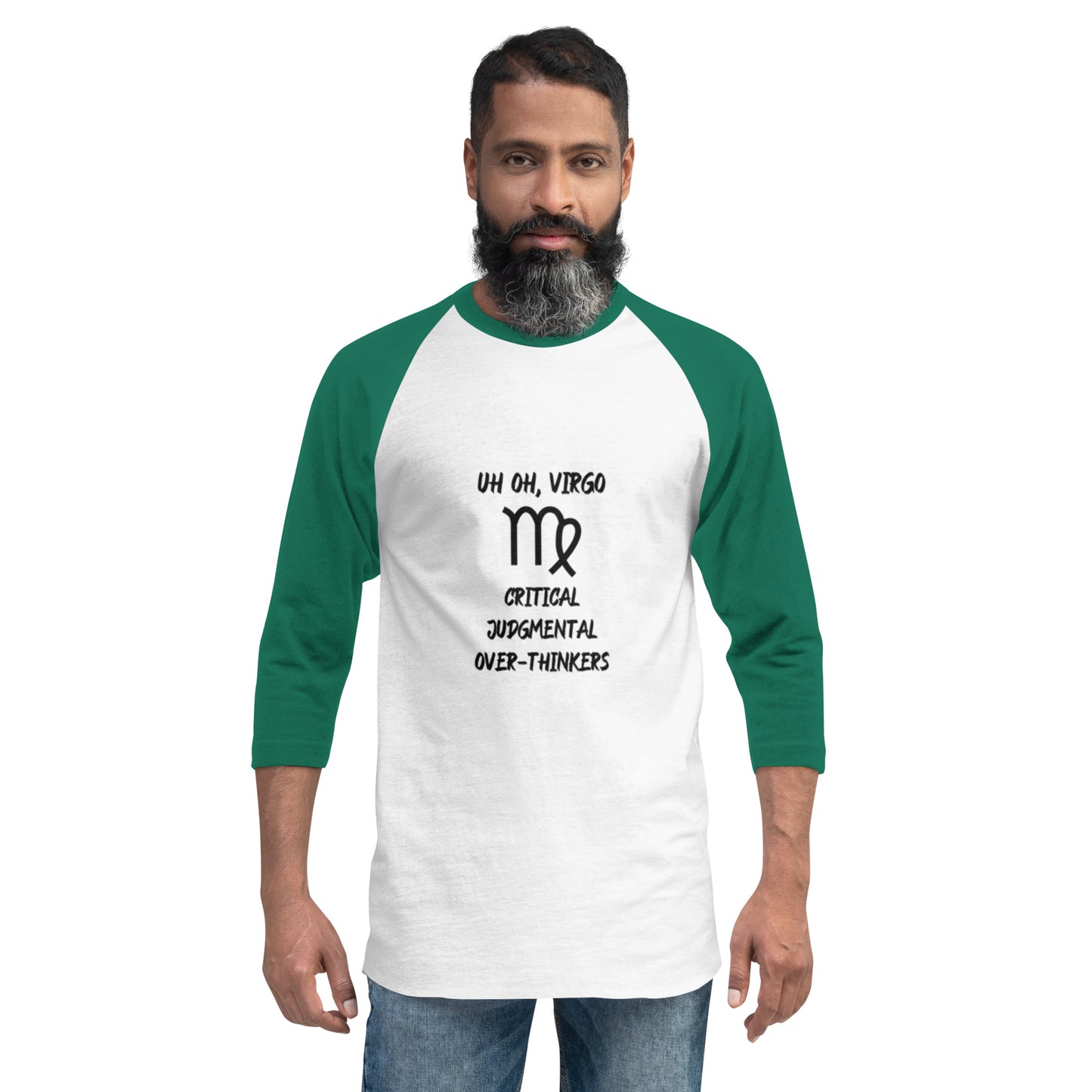 “Uh Oh, Virgo” Unisex 3/4 Sleeve Raglan Shirt