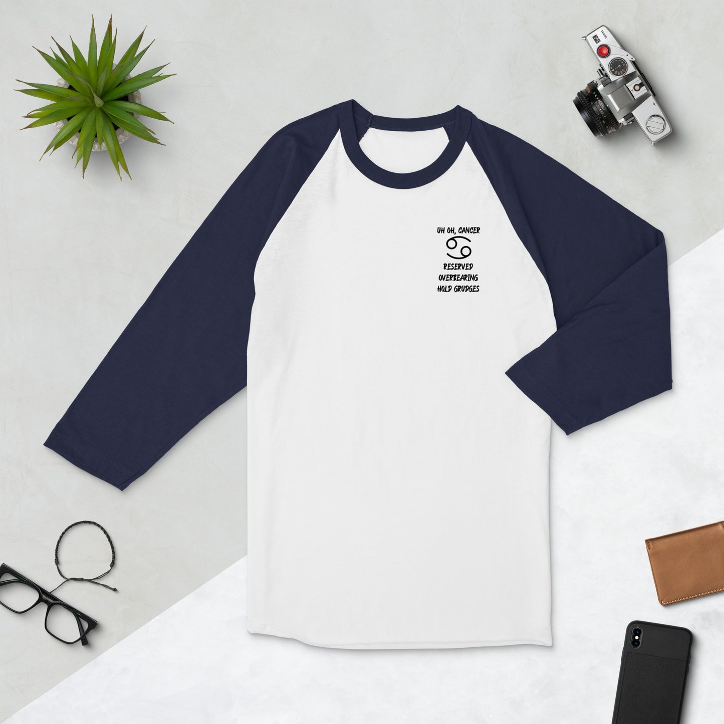 “Uh Oh, Cancer” Unisex 3/4 Sleeve Raglan Shirt