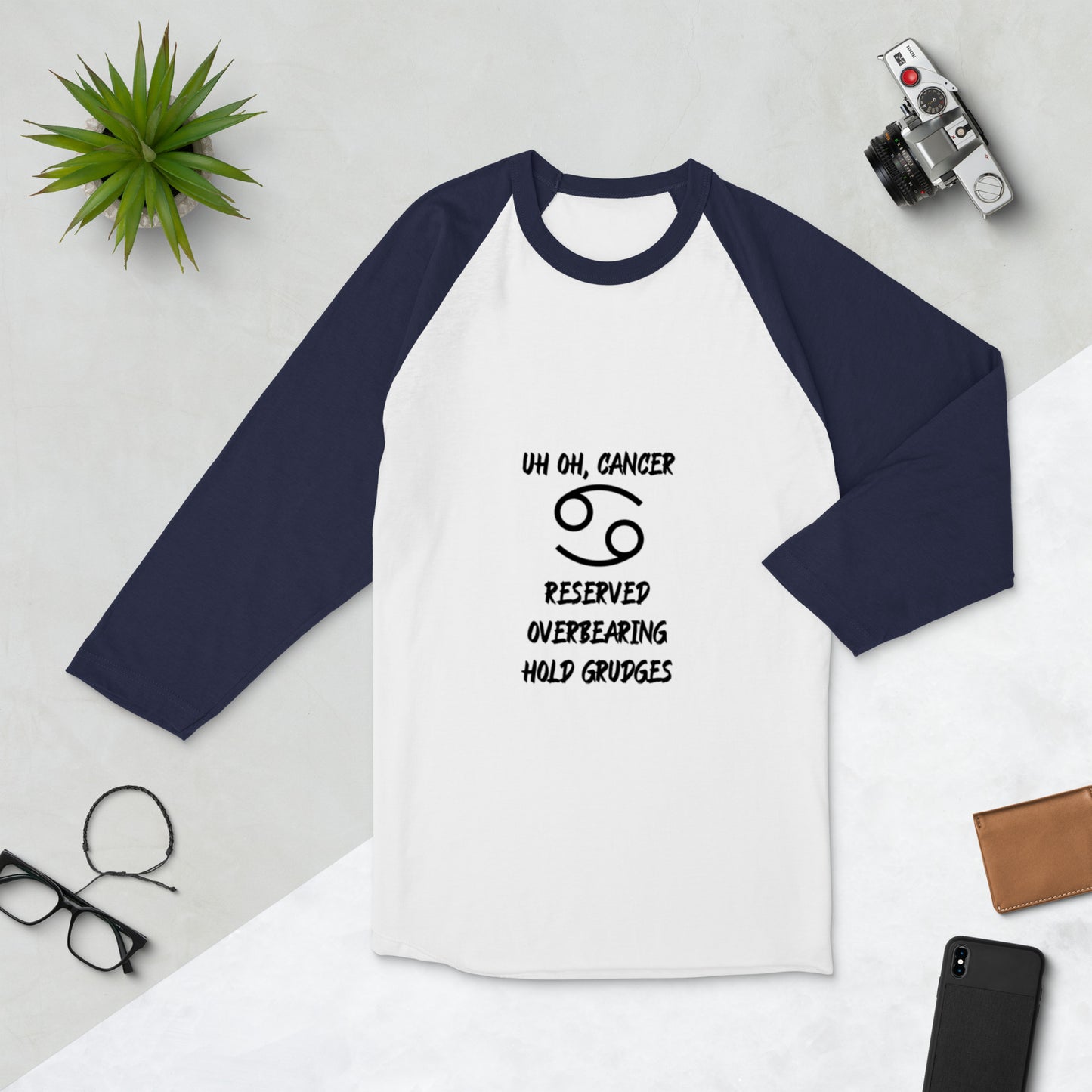“Uh Oh, Cancer” Unisex 3/4 Sleeve Raglan Shirt