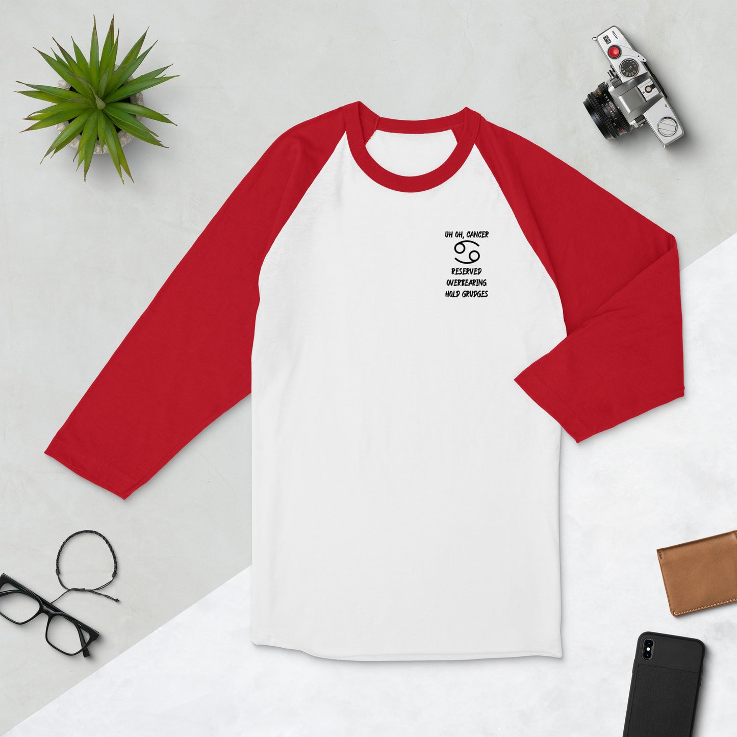 “Uh Oh, Cancer” Unisex 3/4 Sleeve Raglan Shirt