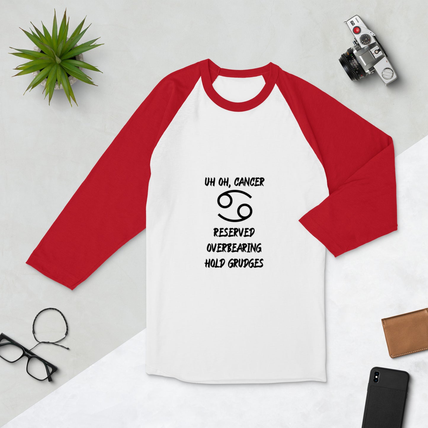 “Uh Oh, Cancer” Unisex 3/4 Sleeve Raglan Shirt
