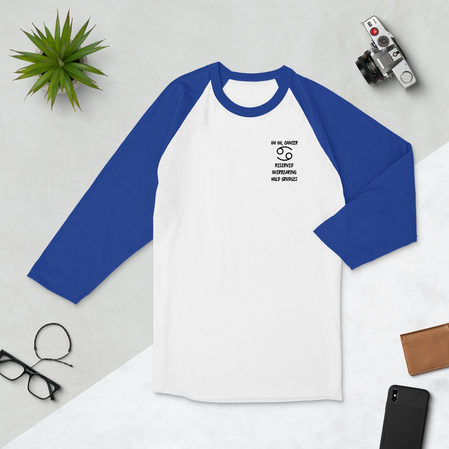 “Uh Oh, Cancer” Unisex 3/4 Sleeve Raglan Shirt