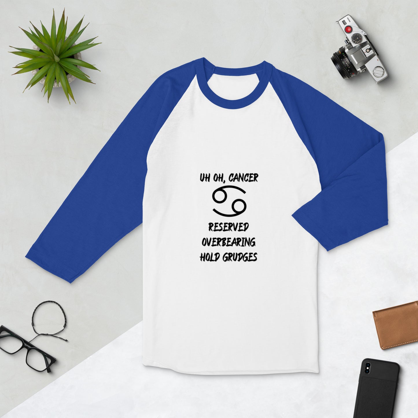 “Uh Oh, Cancer” Unisex 3/4 Sleeve Raglan Shirt
