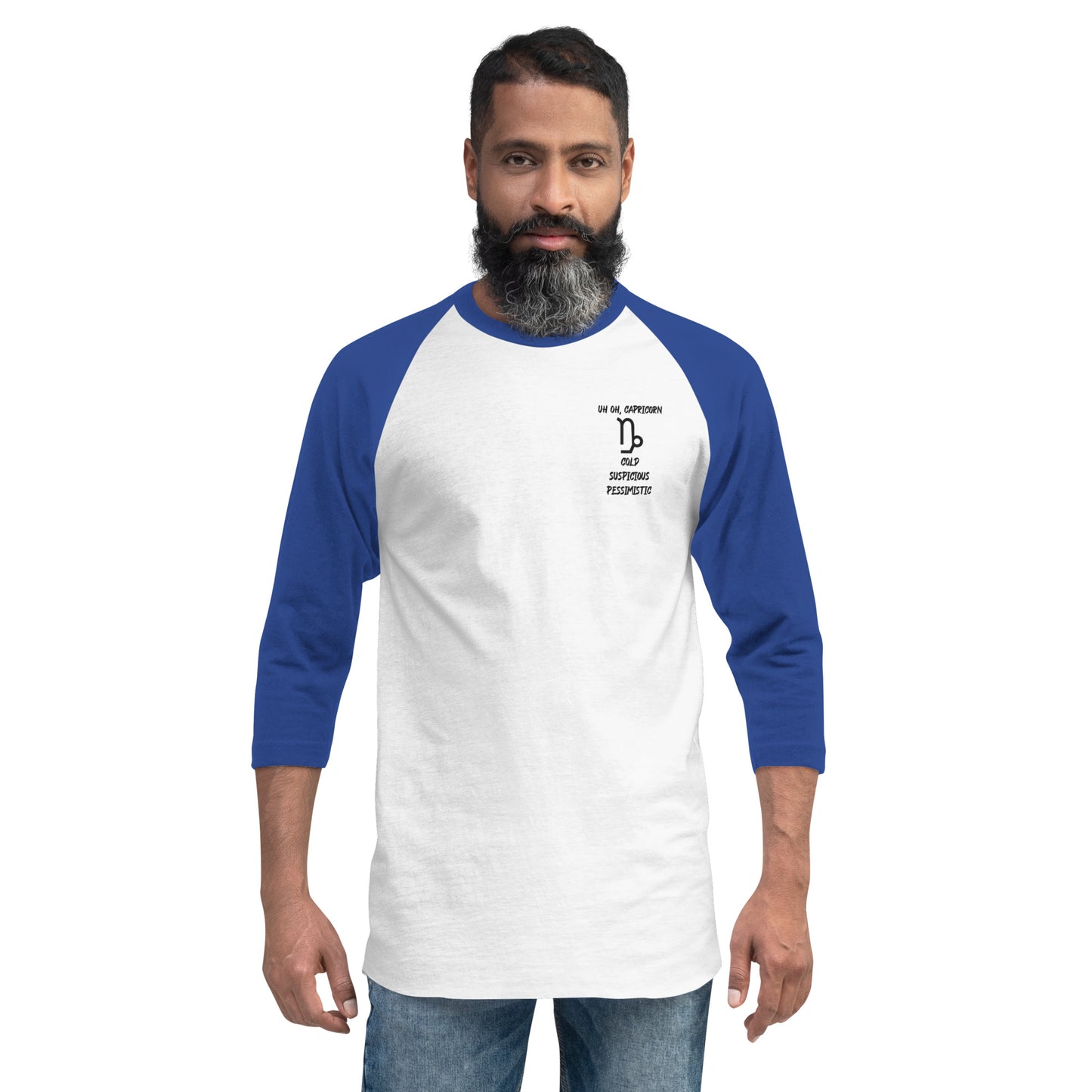 “Uh Oh, Capricorn” Unisex 3/4 Sleeve Raglan Shirt