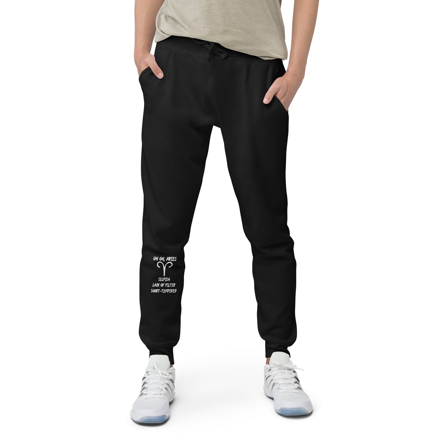 “Uh Oh, Aries” Unisex Fleece Sweatpants