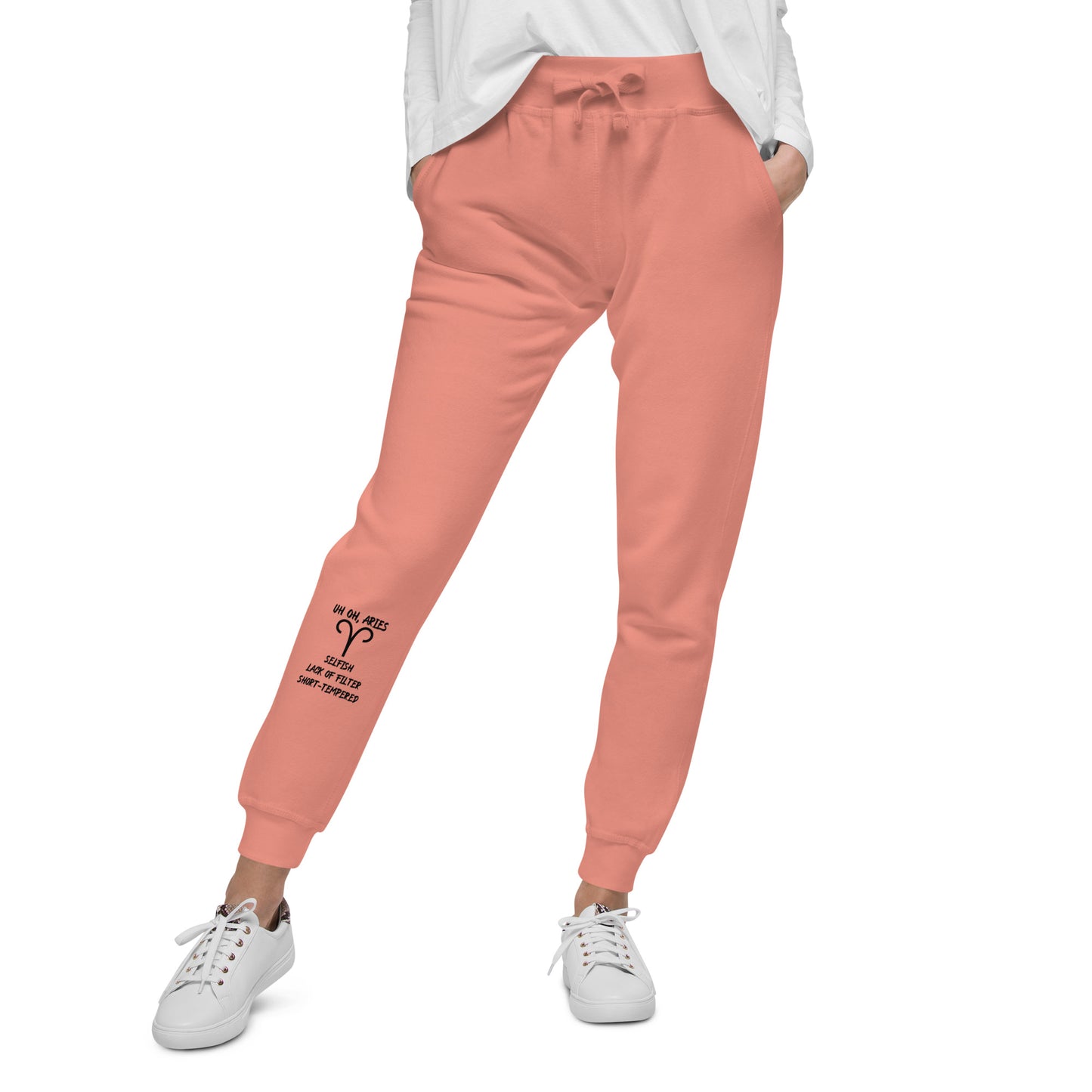 “Uh Oh, Aries” Unisex Fleece Sweatpants