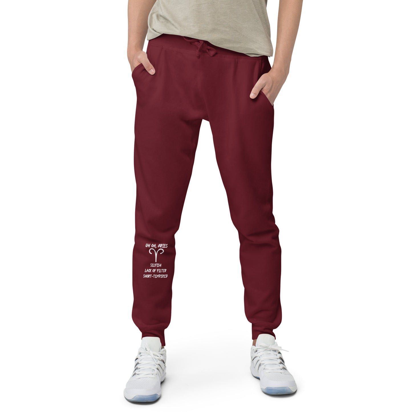 “Uh Oh, Aries” Unisex Fleece Sweatpants