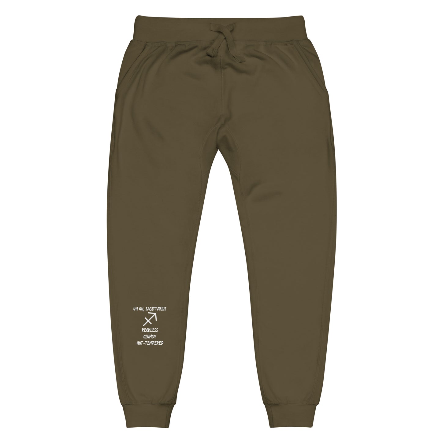 “Uh Oh, Sagittarius” Unisex Fleece Sweatpants