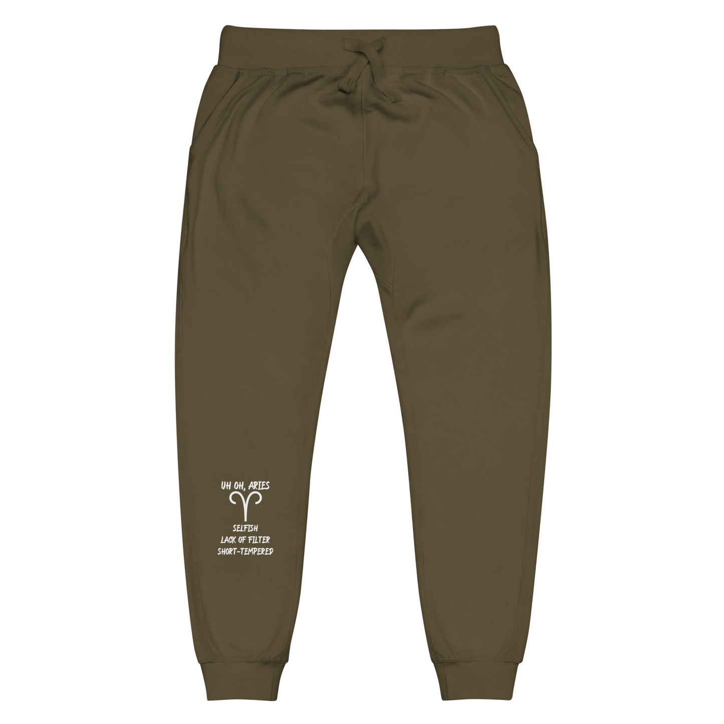“Uh Oh, Aries” Unisex Fleece Sweatpants