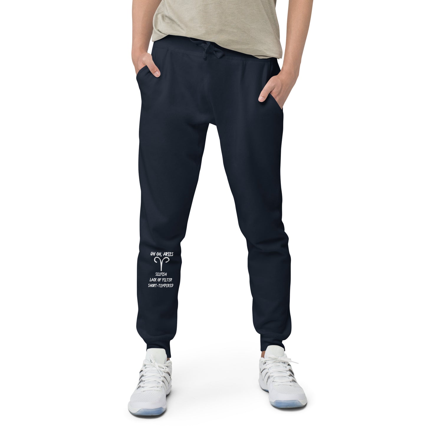 “Uh Oh, Aries” Unisex Fleece Sweatpants