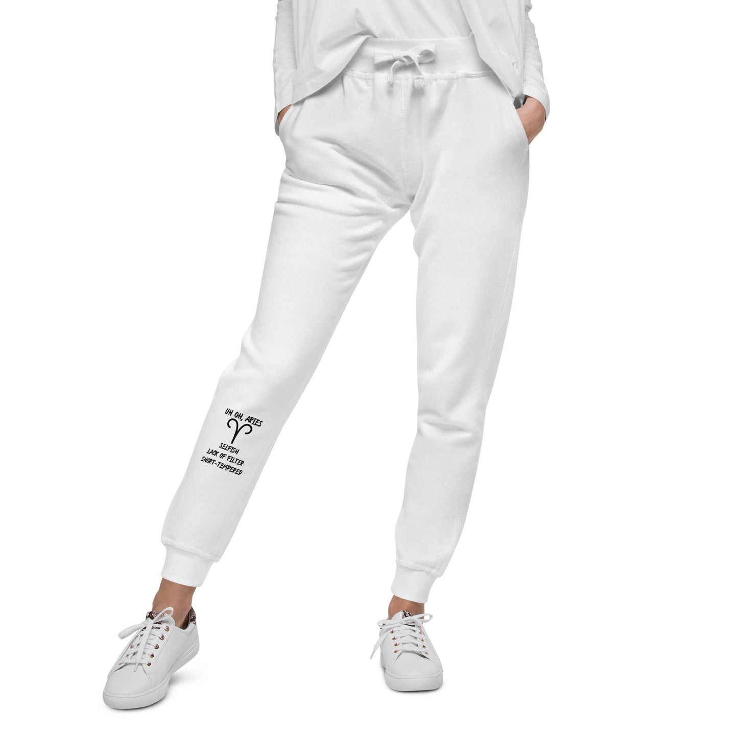“Uh Oh, Aries” Unisex Fleece Sweatpants