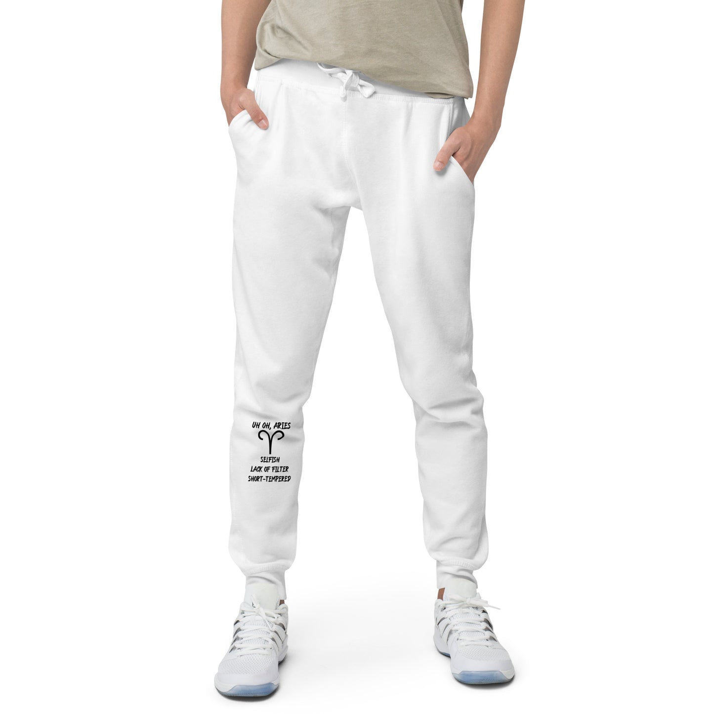“Uh Oh, Aries” Unisex Fleece Sweatpants