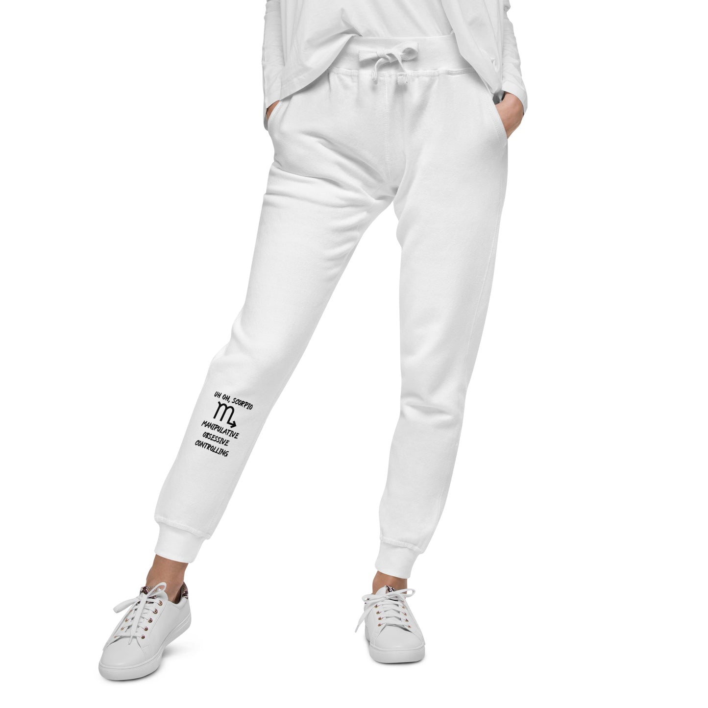 “Uh Oh, Scorpio” Unisex Fleece Sweatpants
