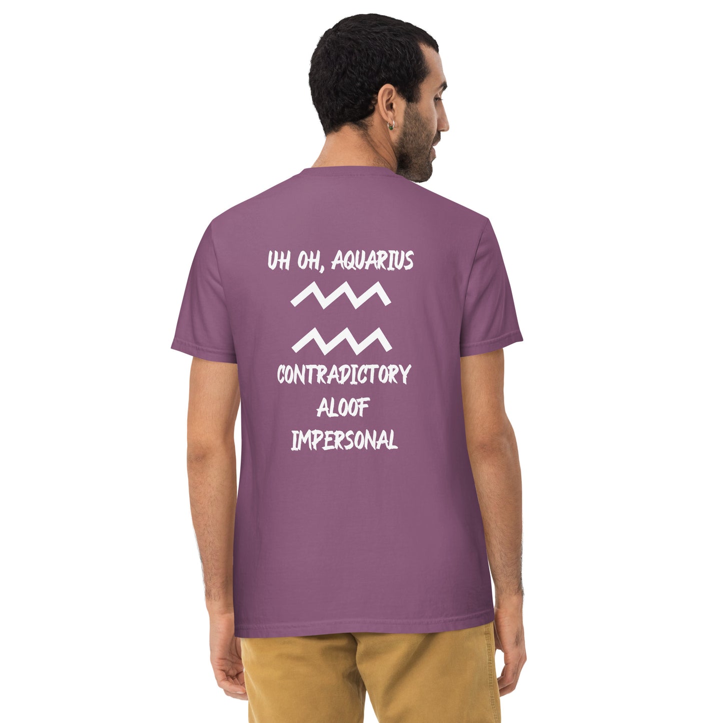 “Uh Oh, Aquarius” Unisex Garment-Dyed Pocket T-Shirt
