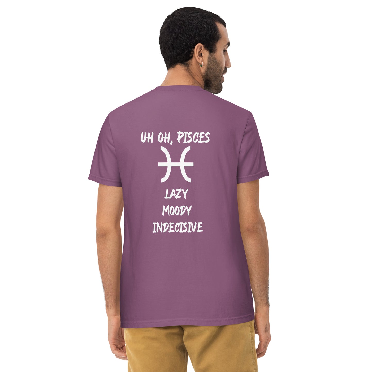 “Uh Oh, Pisces” Unisex Garment-Dyed Pocket T-Shirt