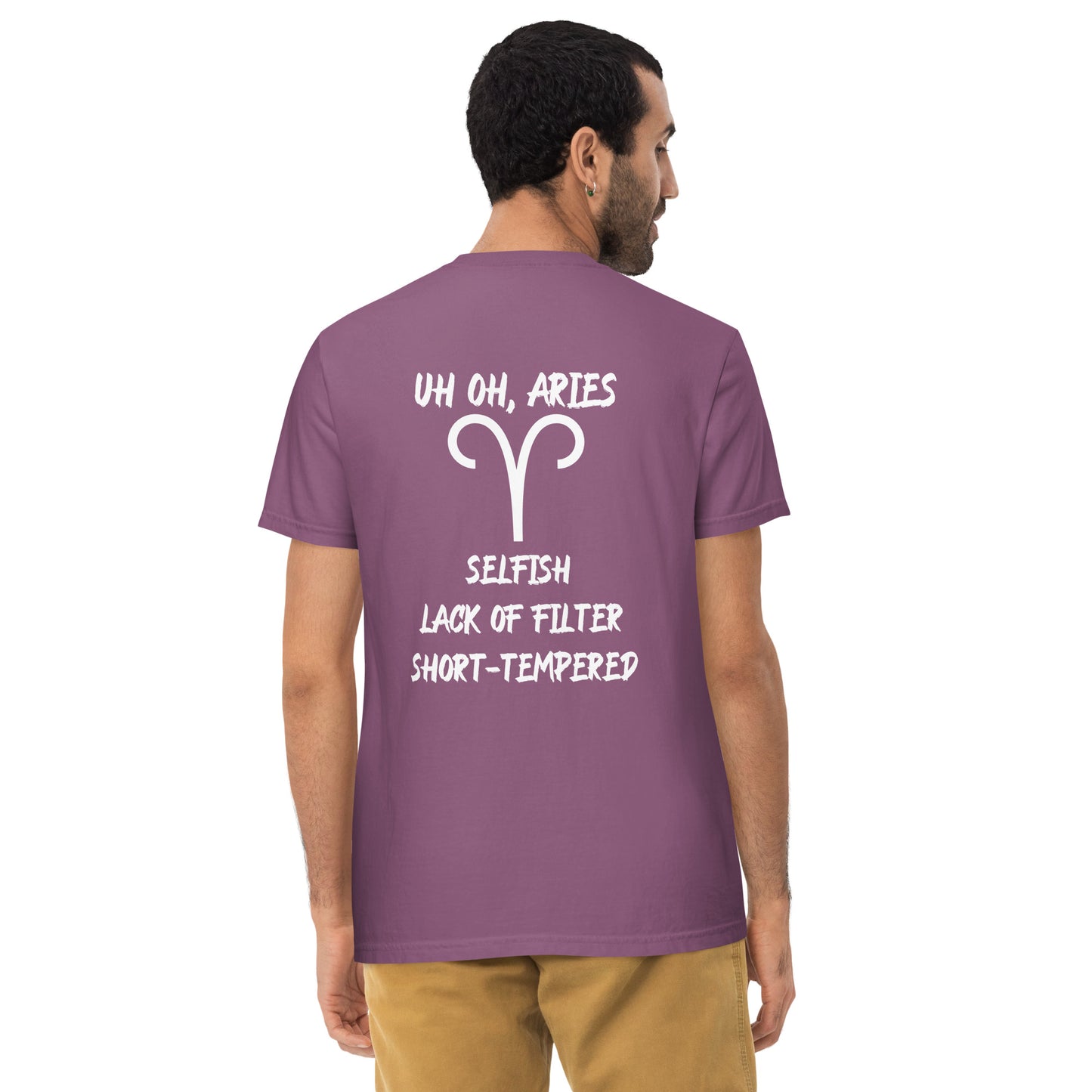 “Uh Oh, Aries” Unisex Garment-Dyed Pocket T-Shirt